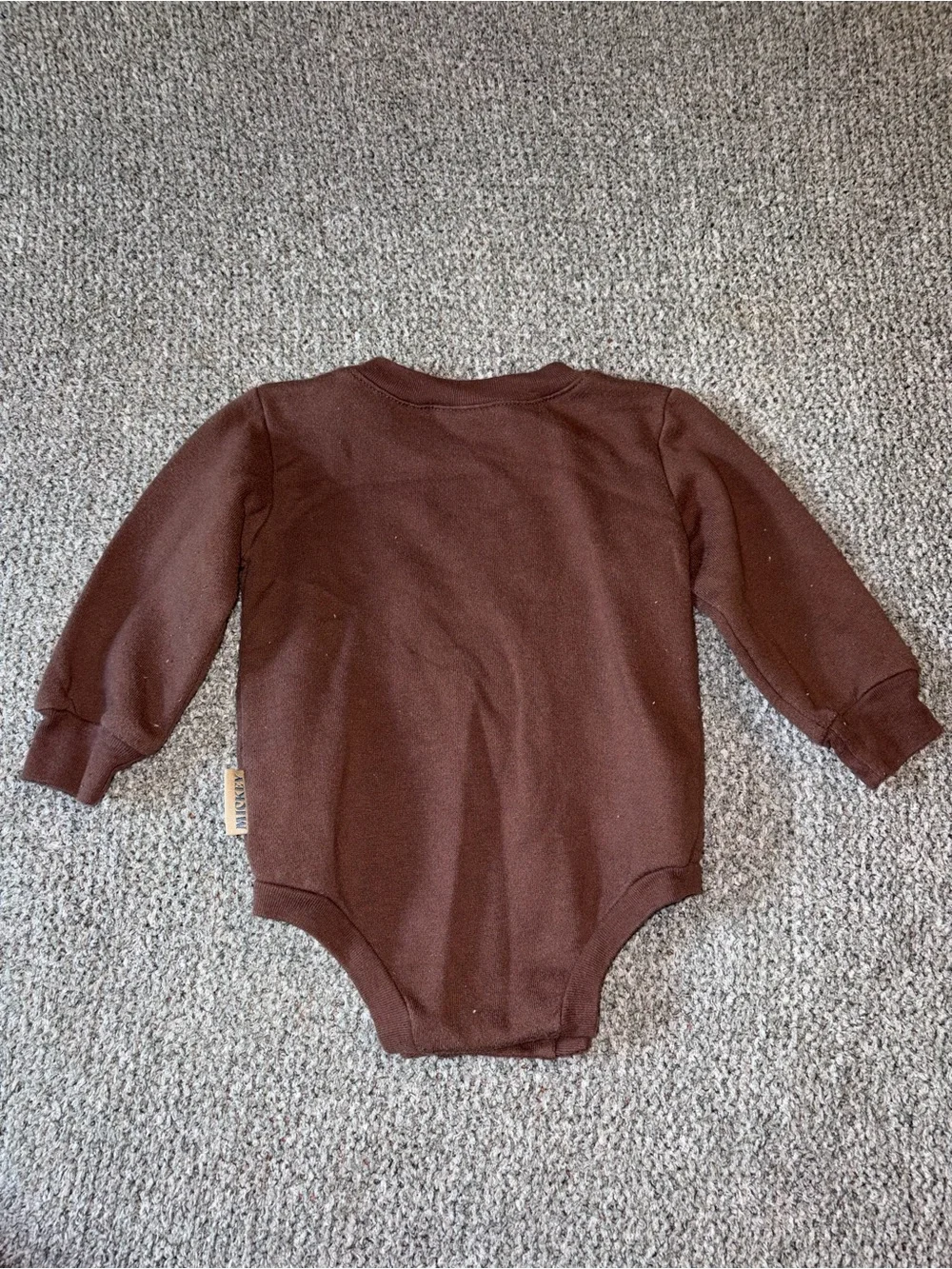 Disney Baby Brown Plaid Mickey Mouse Sweatshirt Onesie Bodysuit